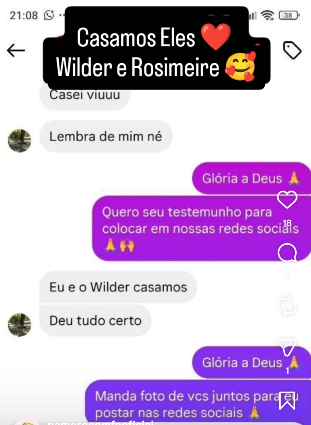 Casamos: Wilder e Rosimeire — testemunho de casamento